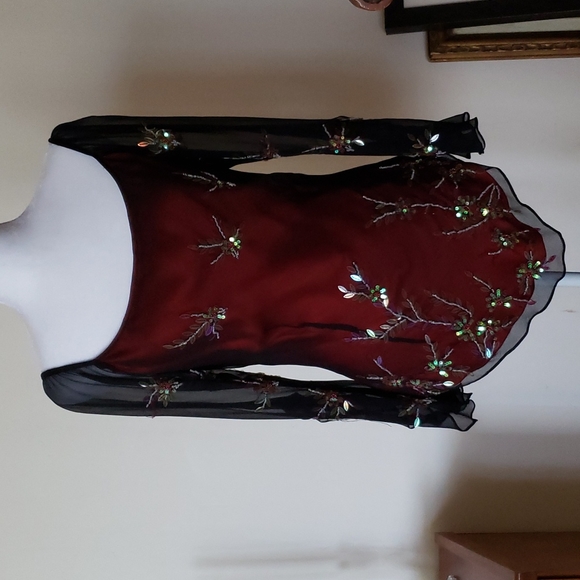 **SOLD**Vintage Cache Silk Sequenced Top - Picture 1 of 7